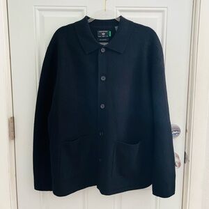 NWT dockers men's black merino wool sweater with buttons sz large